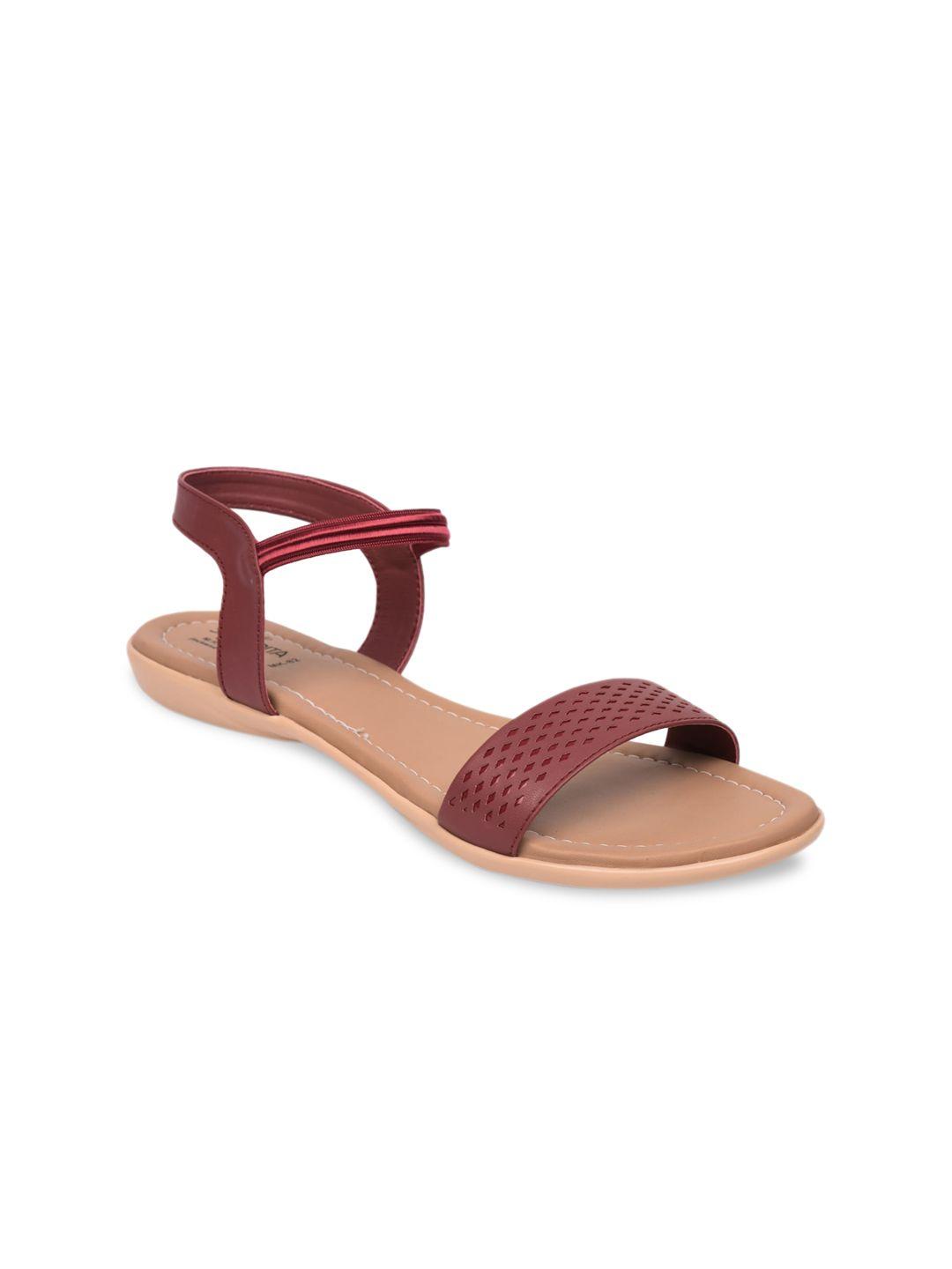 liberty women maroon comfort sandals with laser cuts