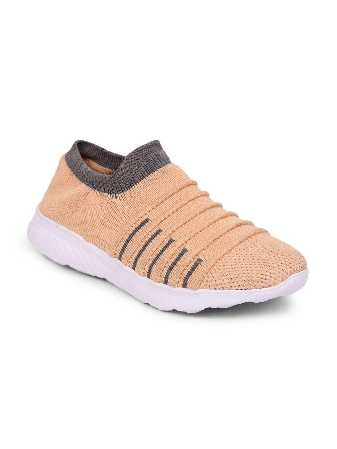 liberty women peach & grey mesh slip on walking shoes