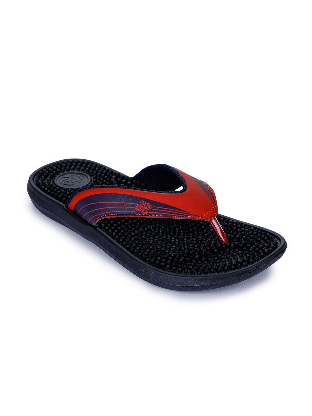 liberty women red & navy blue striped one toe rubber thong flip-flops