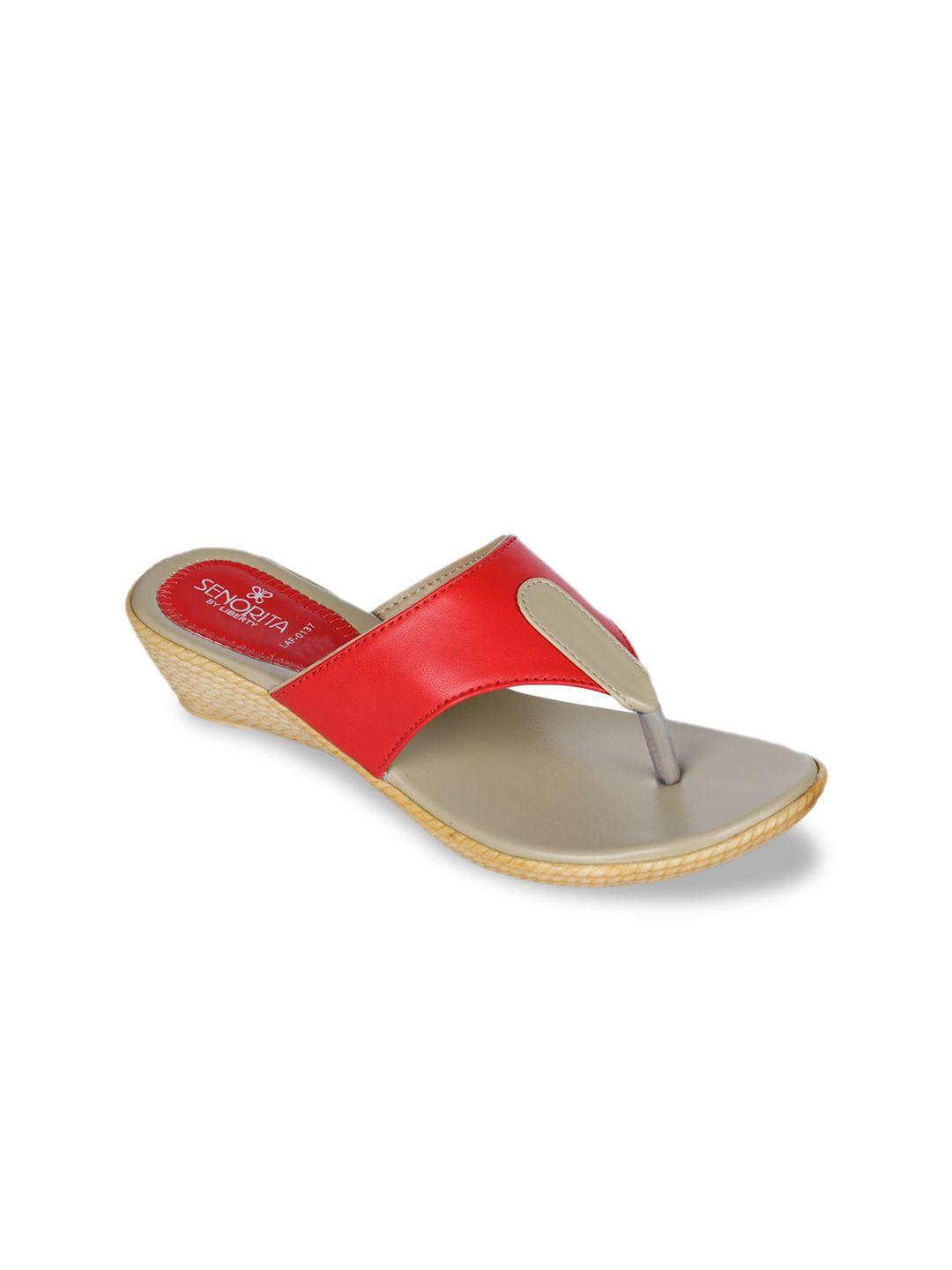 liberty women red solid wedges