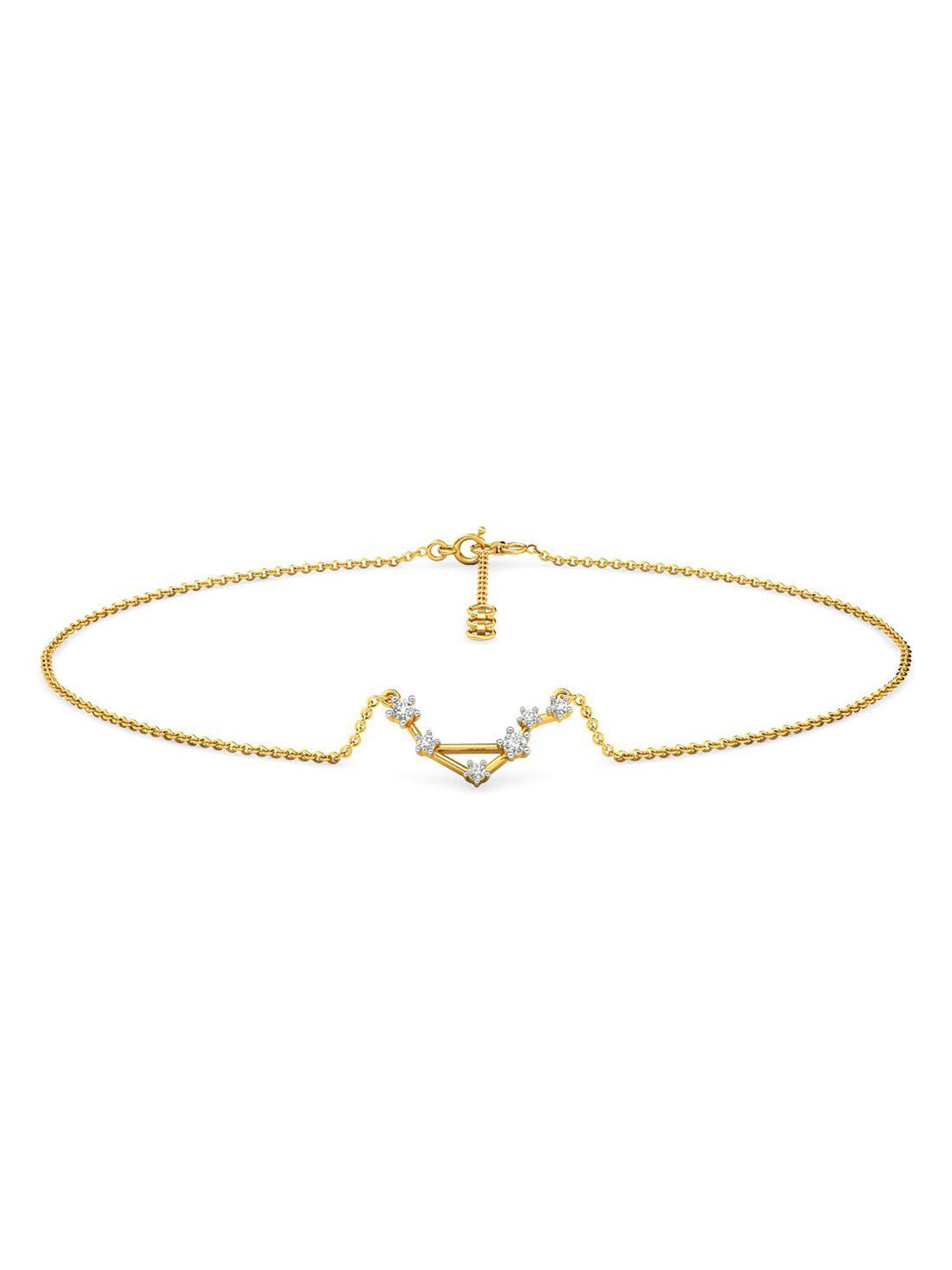 libra 14k yellow gold and diamond anklet for women