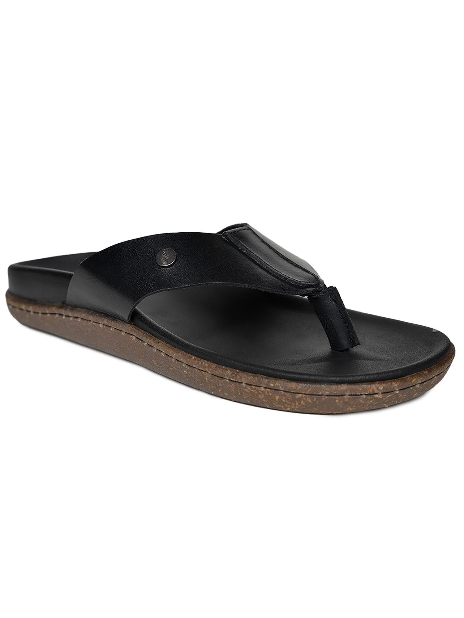 lifan new natural leather casual sandal chappal black