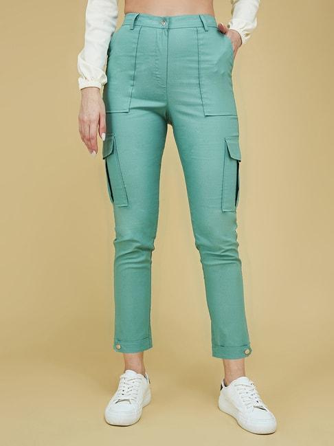 life with pockets turquoise relaxed fit high rise trousers