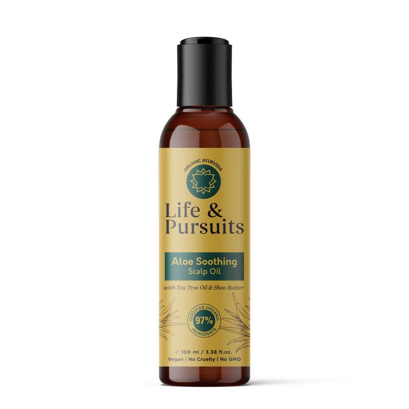 life & pursuits aloe soothing scalp hair oil for relief from dry, itchy scalp