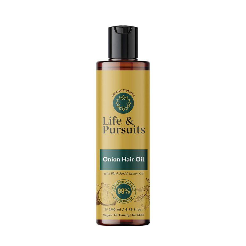 life & pursuits black seed onion hair oil for hair fall control and dryness