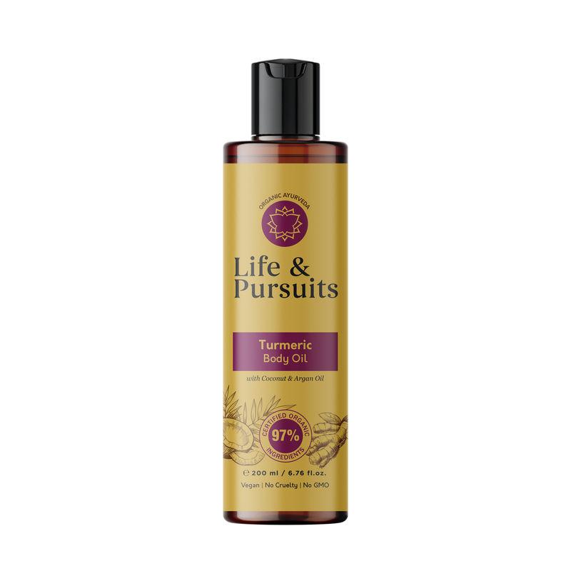 life & pursuits turmeric body oil, ayurveda moisturizing massage oil for skin & face