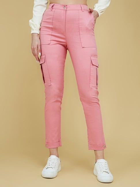 life with pockets pink relaxed fit high rise trousers