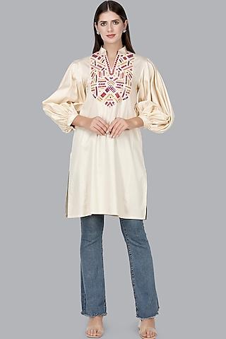 light beige embroidered tunic