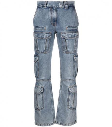 light blue cargo denim cotton jeans