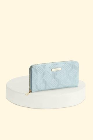 light blue cording pattern casual semi pu women wallet