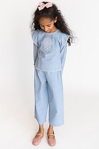 light blue cotton pant set for girls