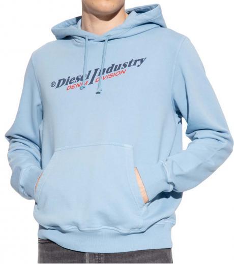 light blue embossed red tag logo hoodie