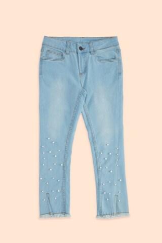 light blue embroidered ankle-length casual girls regular fit jeans