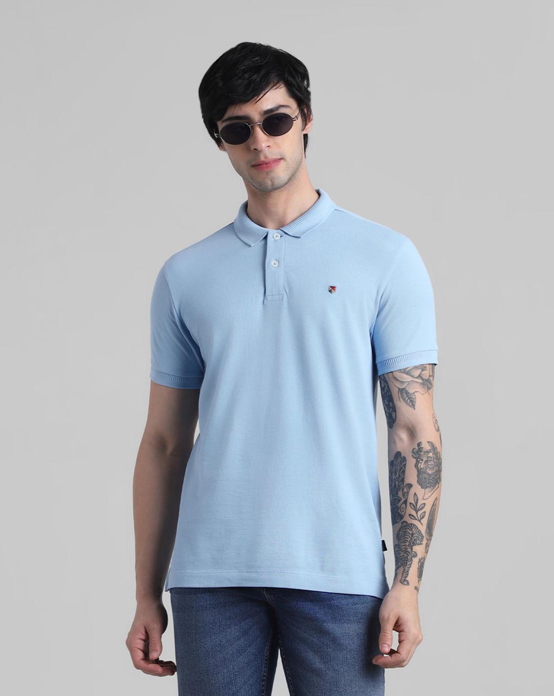 light blue knitted polo t-shirt