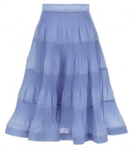 light blue pleated midi skirt