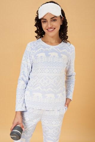 light blue print winter wear women comfort fit  top