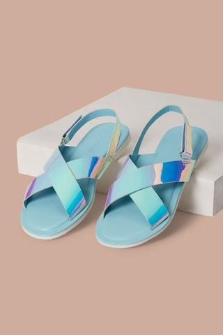 light blue printeded casual girls sandals