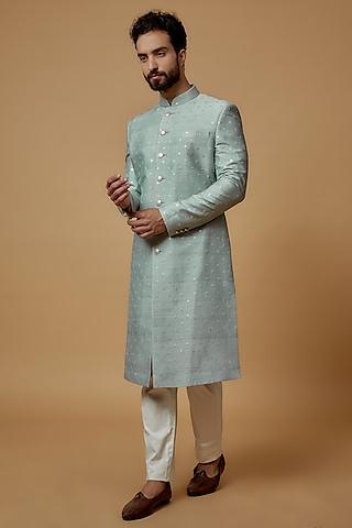 light blue silk sherwani