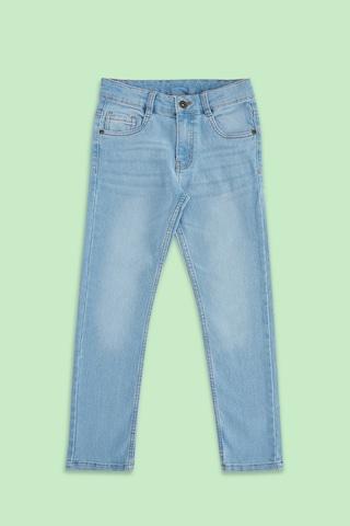 light blue solid ankle-length casual boys tapered fit jeans