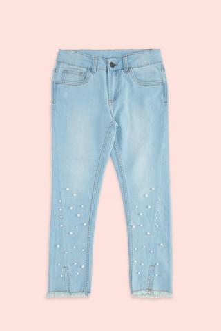 light blue solid ankle-length casual girls regular fit jeans