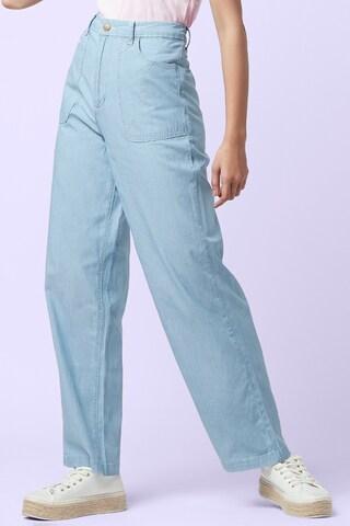 light blue solid ankle-length mid rise casual women anti fit jeans