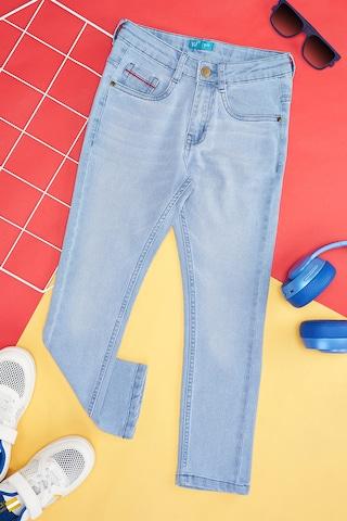 light blue solid casual boys slim fit jeans