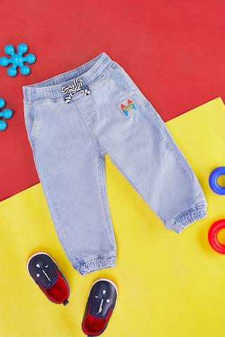 light blue solid full length  casual baby regular fit  jeans
