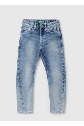 light blue solid full length casual boys carrot fit jeans