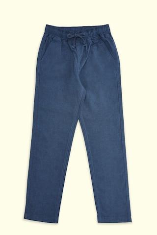 light blue solid full length casual boys regular fit trouser