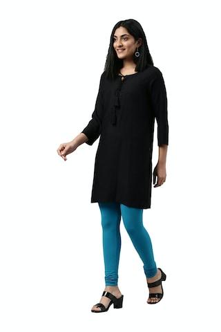 light blue solid full length ethnic women slim fit leggings