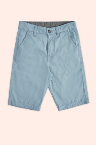 light blue solid knee length casual boys regular fit shorts