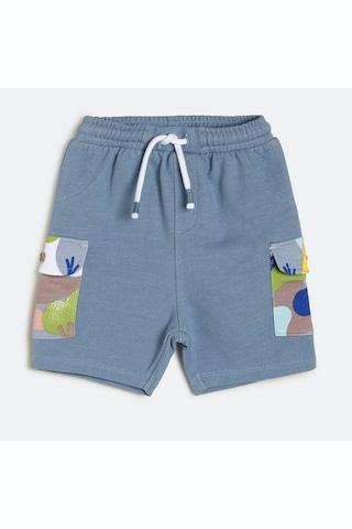light blue solid knee length casual boys regular fit shorts