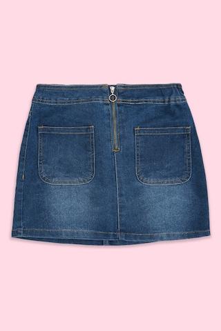 light blue solid knee length casual girls regular fit skirt
