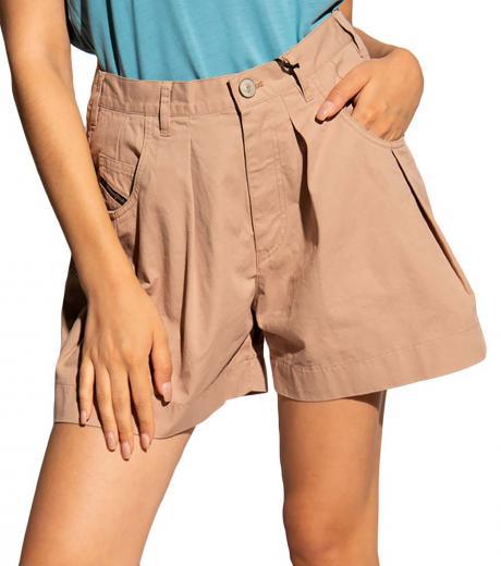 light brown double-pleat shorts