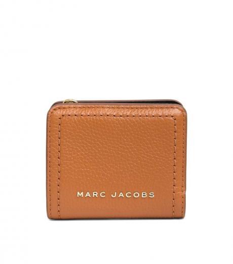 light brown mini compact wallet