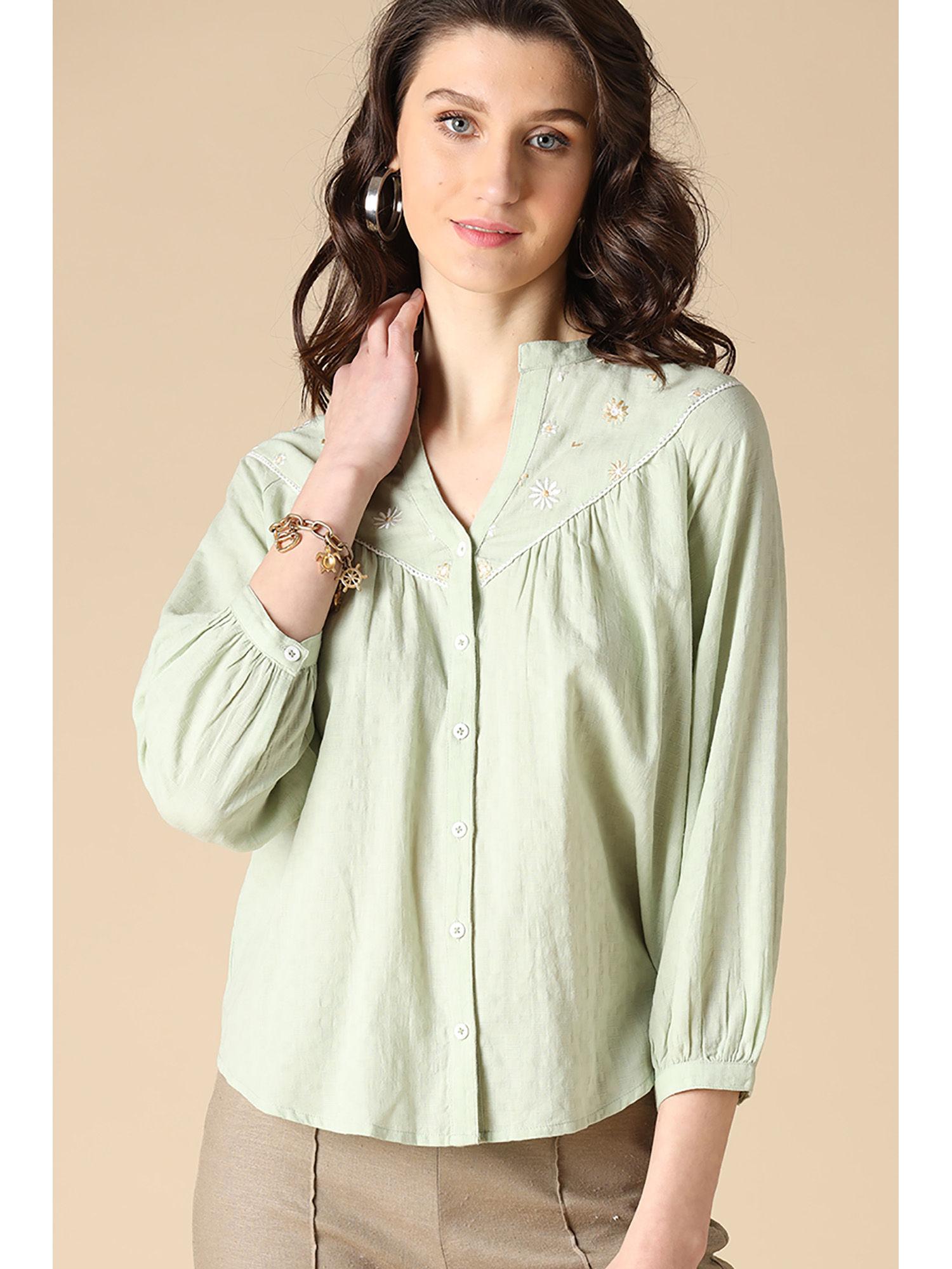 light green fashion cotton shirt