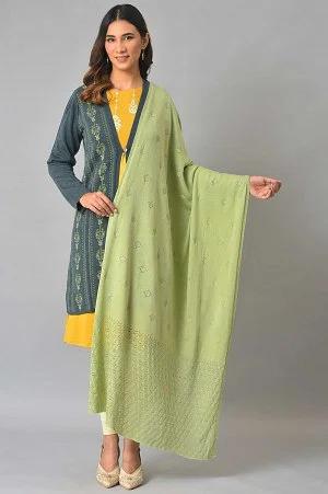 light green pointel knitted shawl