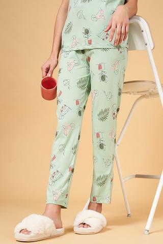 light green print full length  sleepwear women comfort fit  pyjamas