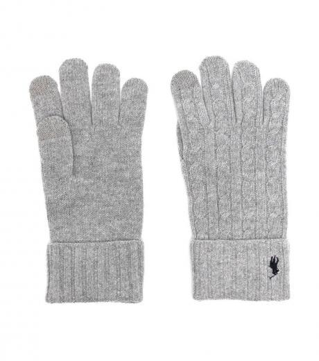 light grey blue logo gloves