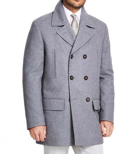 light grey classic fit docoatuble-breasted coat