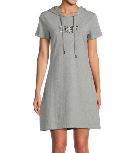 light grey logo heathered mini hoodie dress