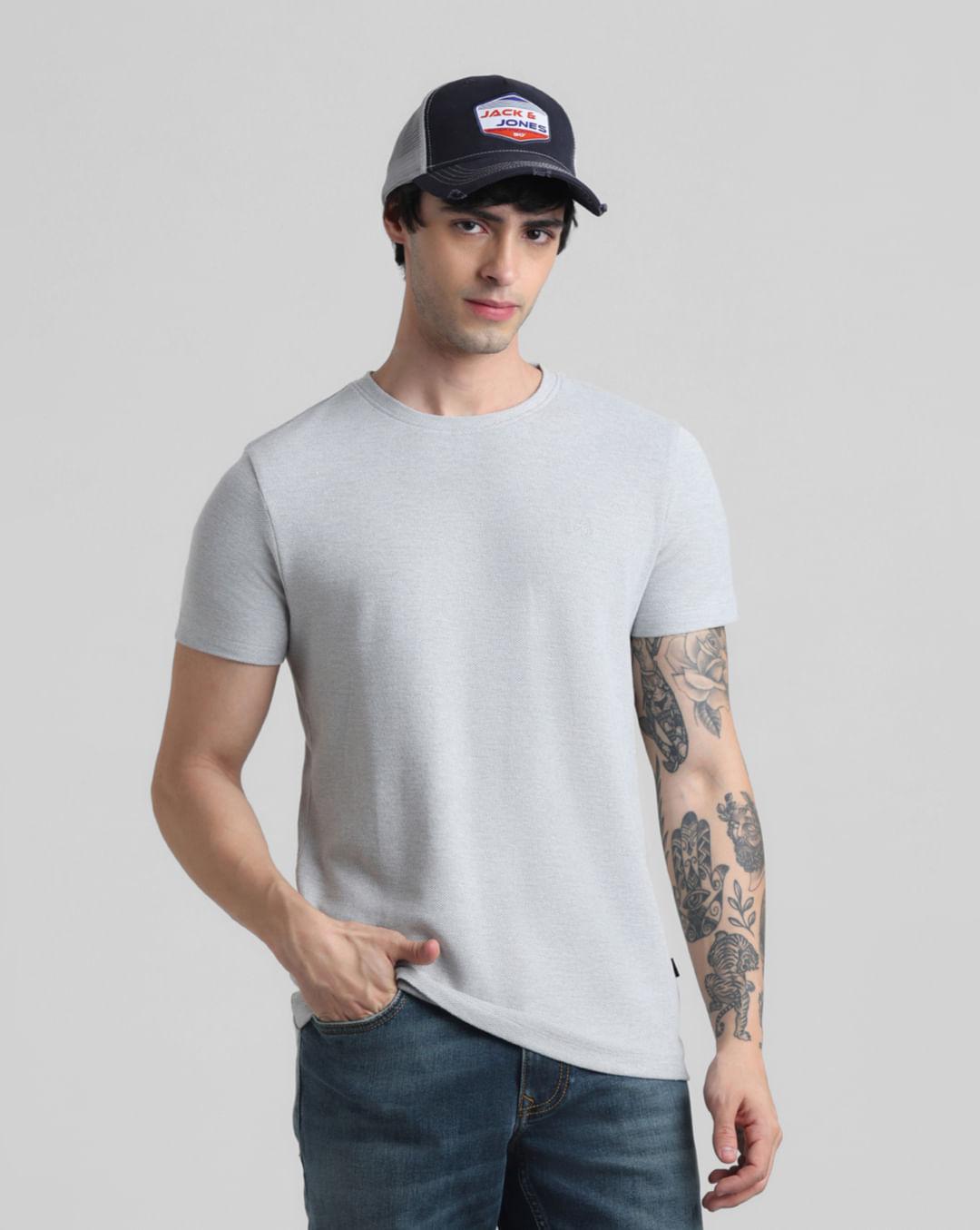 light grey melange crew neck t-shirt