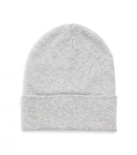 light grey solid beanie hat