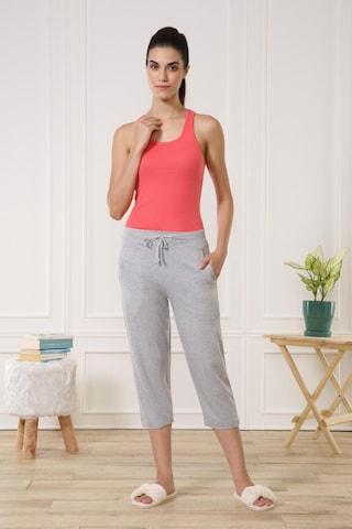 light grey solid calf-length casual women relaxed fit capris