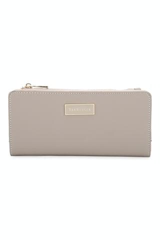 light grey solid formal leather women wallet