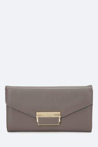 light grey solid formal leather women wallet