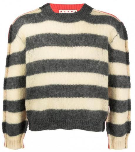 light grey striped knitted sweater