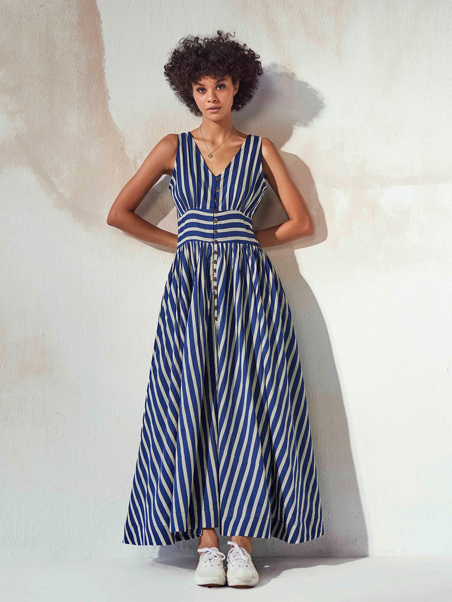 light house striped maxi dress