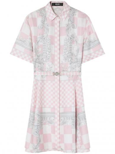 light pink checkered print dress