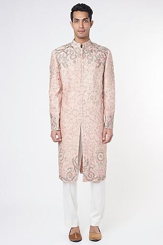 light pink embroidered sherwani